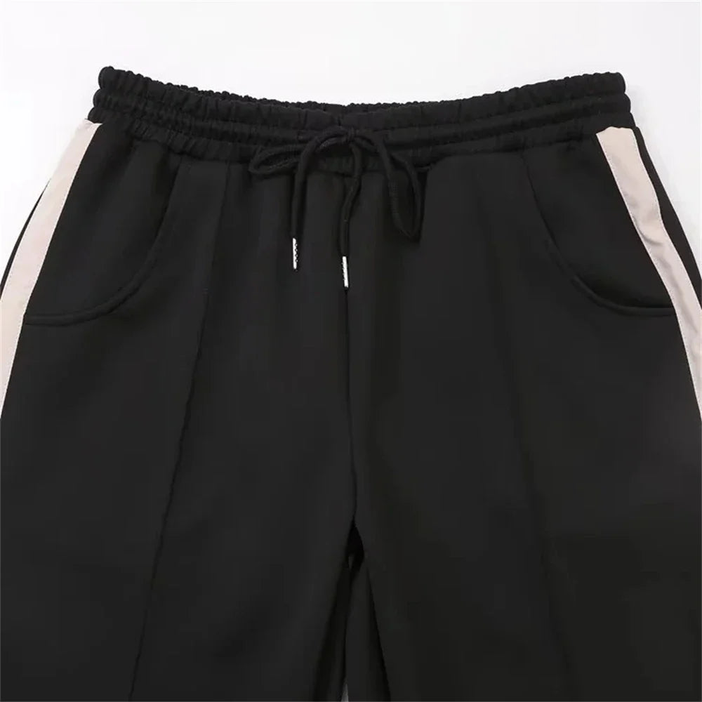 Side Striped Zipper Pilot Jacket and High Waist Elastic Casual Pants Set for Women