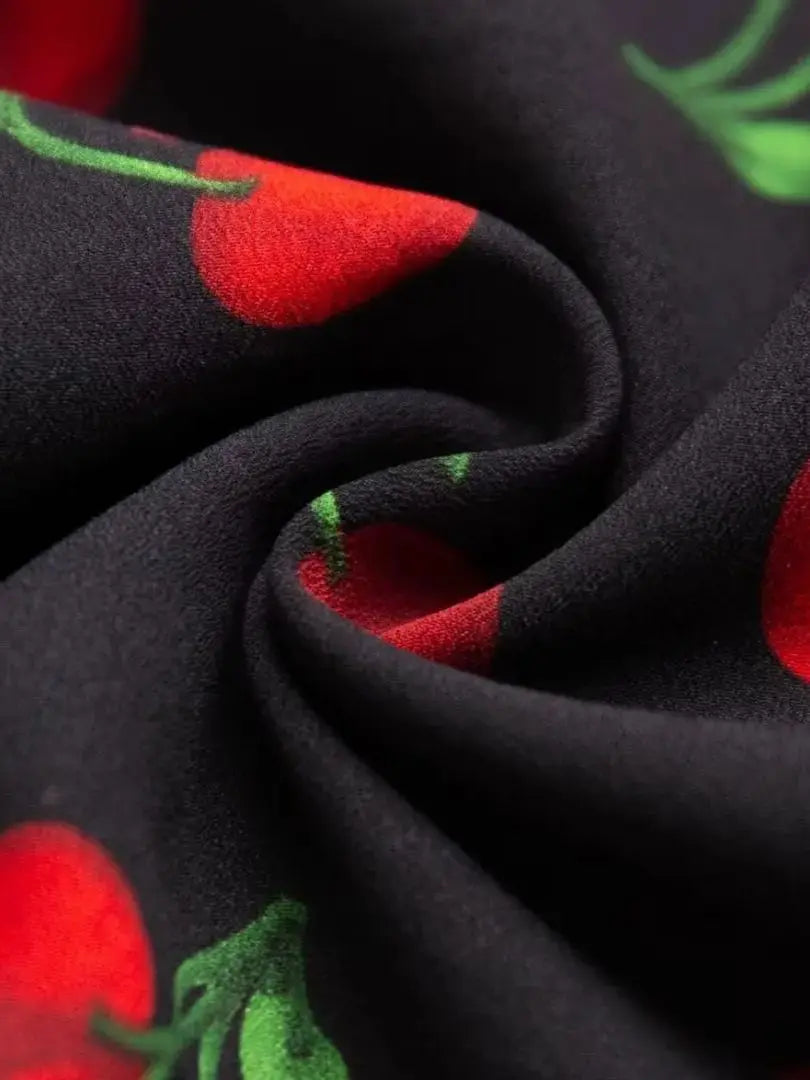 Cherry Print Backless Summer Floral Dress For Women