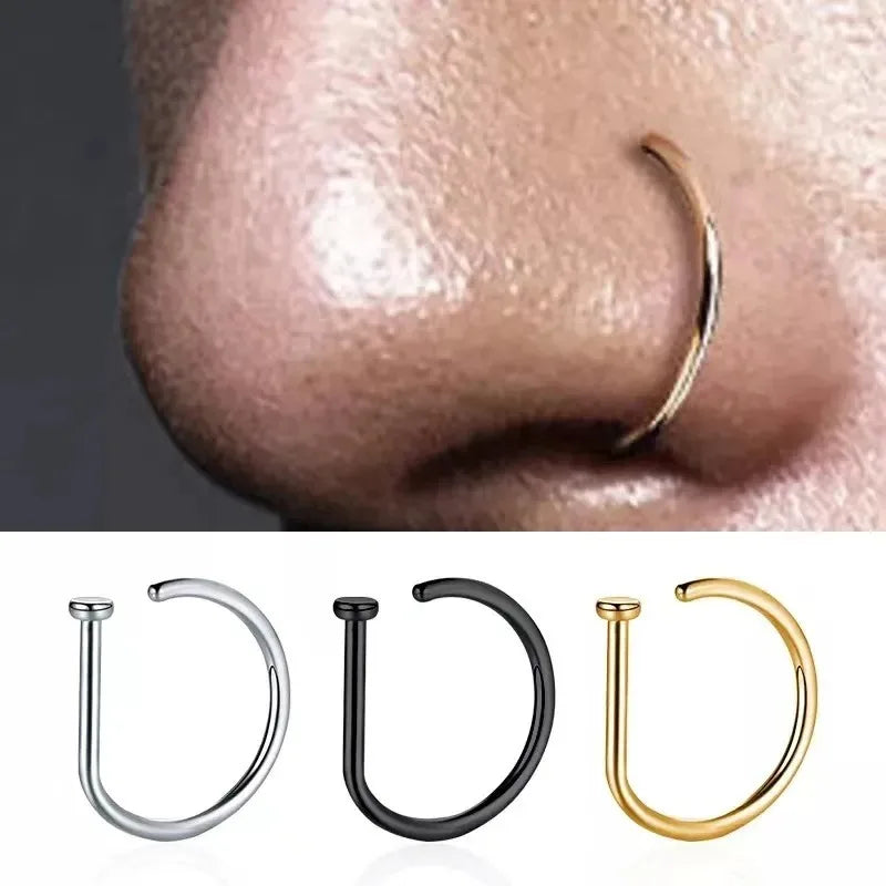 Non Piercing Nose Ring Clip for Women and Men Stainless Steel Punk Septum Earrings