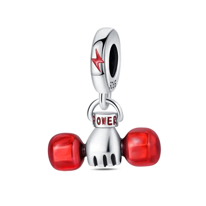 925 Silver Red Charms Beads for DIY Jewelry Bracelets Featuring Strawberry Ladybird and Lipstick Design