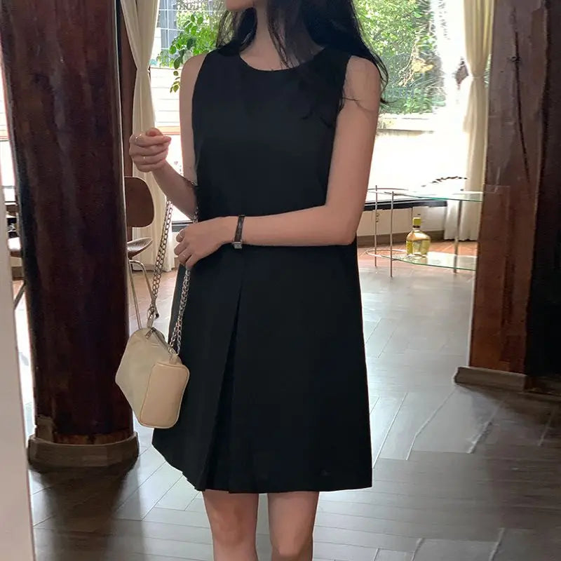 Women Sleeveless Sundress With Pockets Knee Length Casual