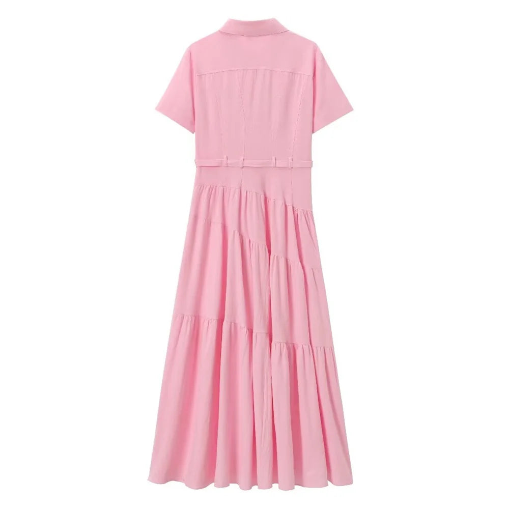 Elegant Belted Shirt Dress For Women Versatile Fashion