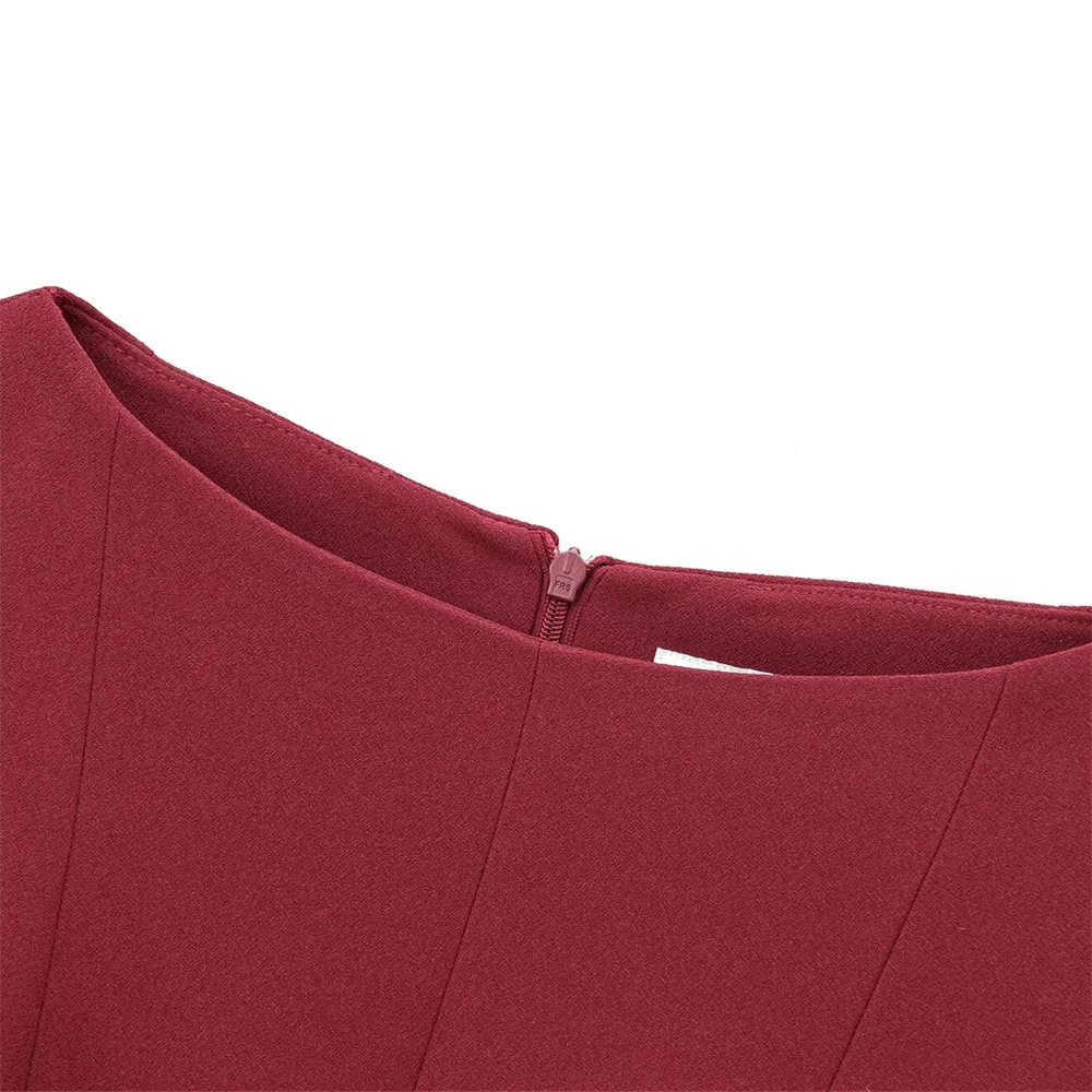 Elegant Wave Hem Swing Dress For Women Round Neck Casual