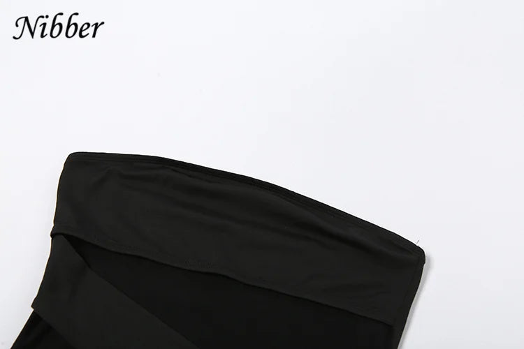 Mesh Patchwork Mini Dress Bandage Style Wrapped Chest