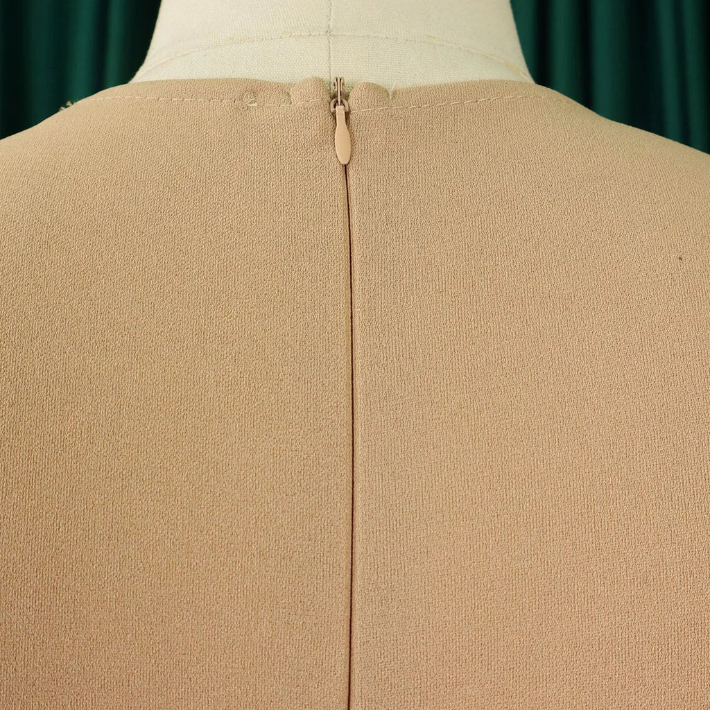 V Neck Office Sheath Dress For Women Belted Midi Style