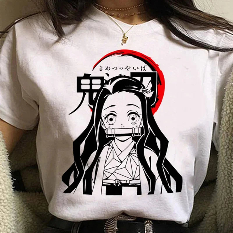 3D Printed Japanese Anime Demon Slayer Women's Casual Short Sleeve T-Shirt
