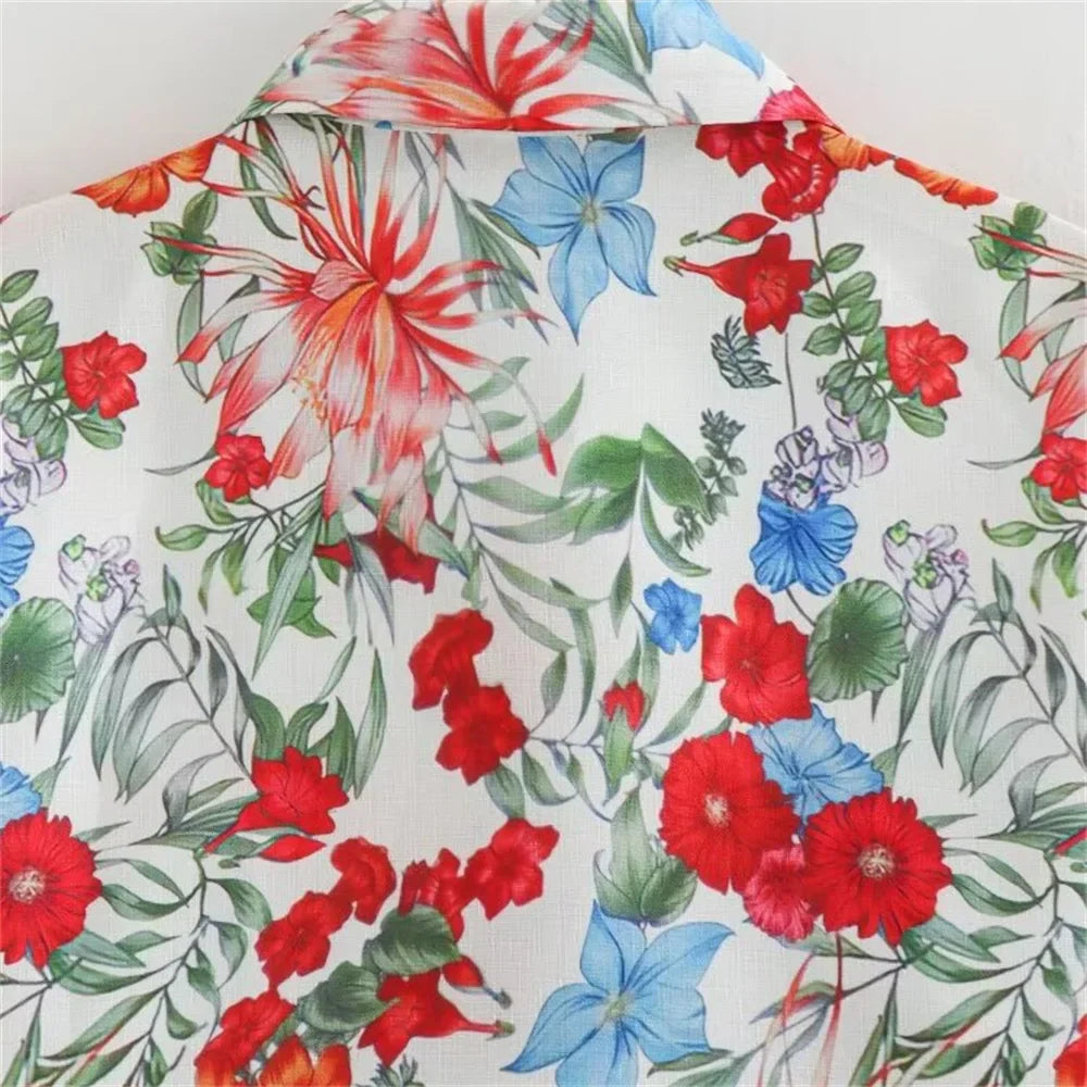 Women's Casual Polo Collar Long Sleeve Linen Shirt and High Waist Pants Set