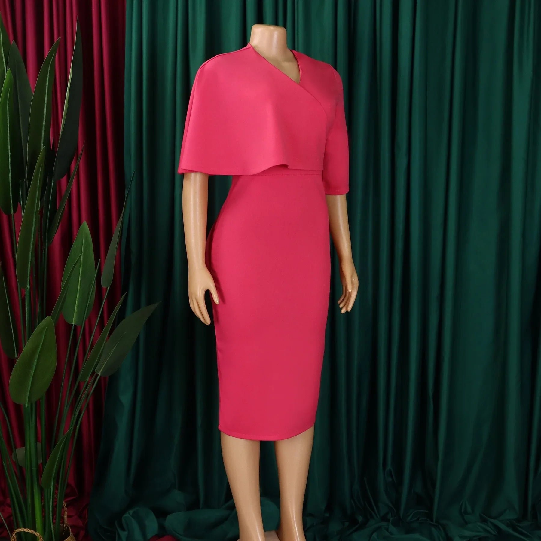 Women's Office Dress V Neck Solid Midi Formal Workwear