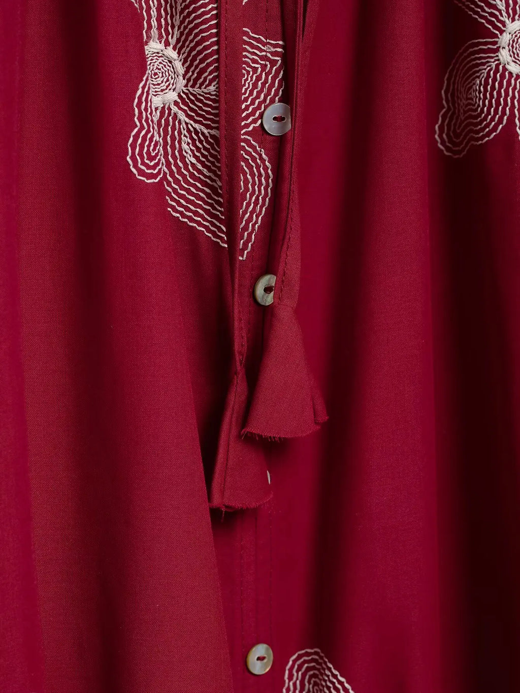 Women's Ruffled Collar Long Sleeve Blouse with Delicate Flower Embroidery Casual Chic Shirt Top