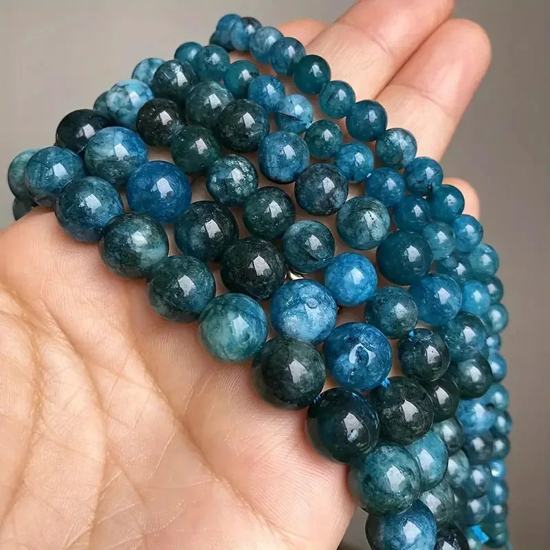 Natural Blue Apatite Stone Beads for DIY Bracelet and Jewelry Making 4mm 6mm 8mm 10mm Round Gemstone Beads