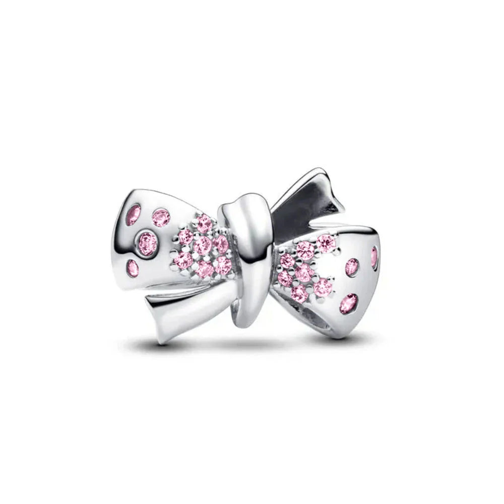 Pink Flower Caterpillar DIY 925 Sterling Silver Bead for Bracelet Bangle Jewelry Accessories