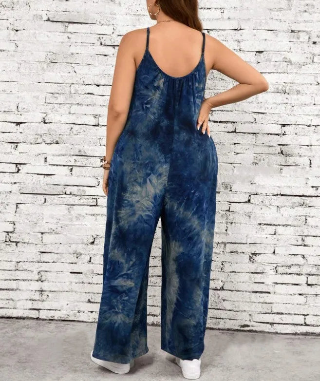 Summer Women's Printed Strap Vest Jumpsuit Casual Loose Fit Pants Stylish Lightweight Outfit