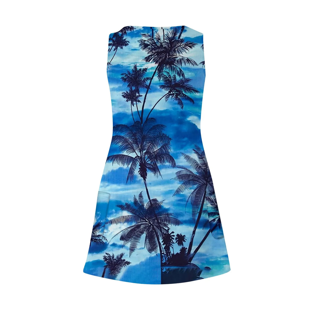 Boho Sundress With Pockets Summer Beach Dress V Neck