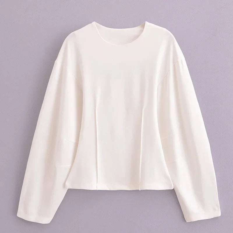 Pleated Long Sleeve Two Piece Pant Set for Women Comfortable Spring Sweatsuit