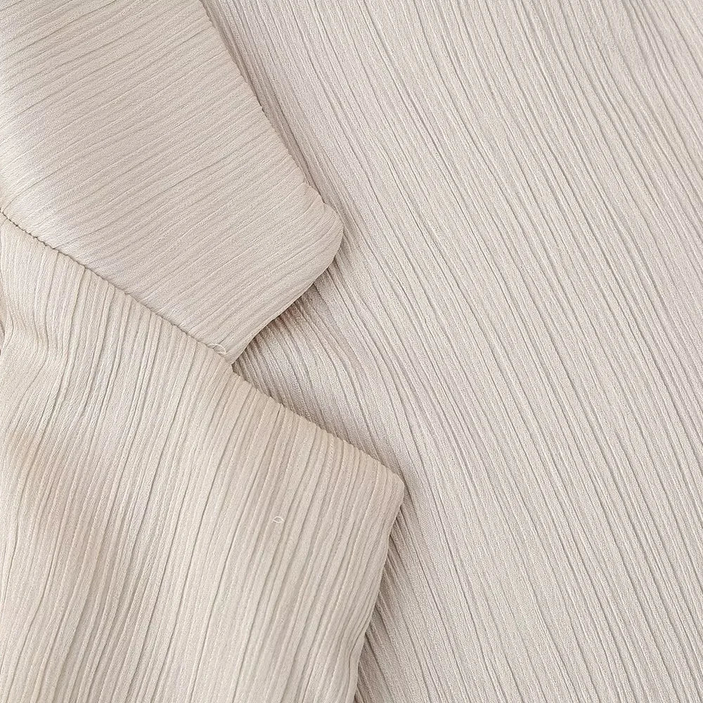 Women's Double Breasted Suit Jacket and Pants Set with Wrinkle Effect for Spring and Summer Fashion