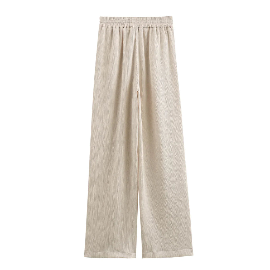 Autumn Women's Fashionable Wrinkled Suit Jacket and Casual Pants Set