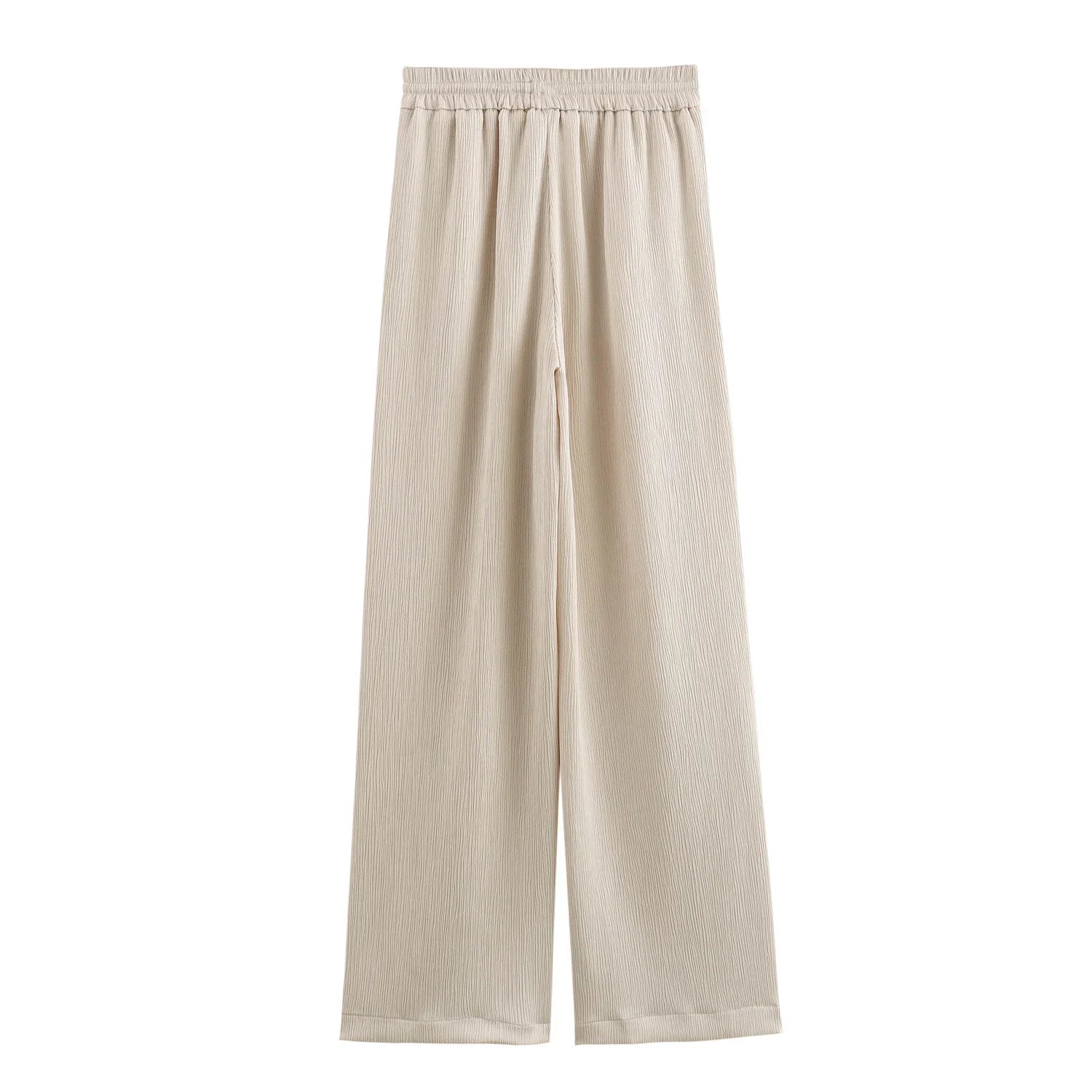 Autumn Women's Fashionable Wrinkled Suit Jacket and Casual Pants Set