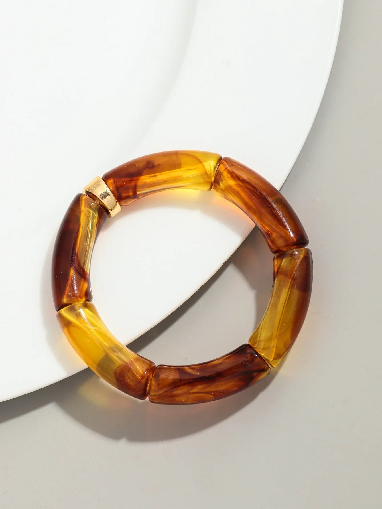 Boho Chunky Bamboo Stackable Bracelet for Women with Colorful Tube Beads and Elastic Design