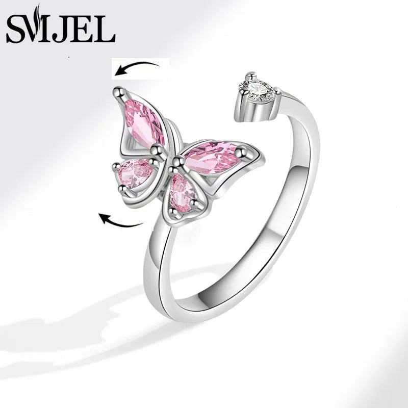 Sunflower Anxiety Ring Fidget Spinner with Butterfly and Hummingbird Charms for Stress Relief Gifts for Women