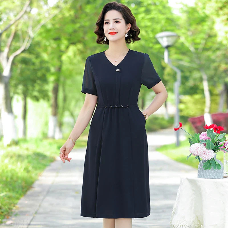 Boho Floral Midi Dress Chiffon Summer Beach Sundress