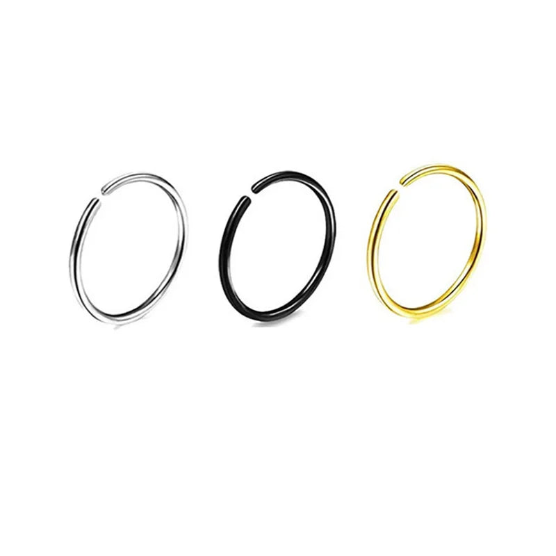 20G Thin Fake Septum Nose Ring Set, Septum Hoops and Labret Lip Rings for Cartilage, Tragus and Helix Earrings