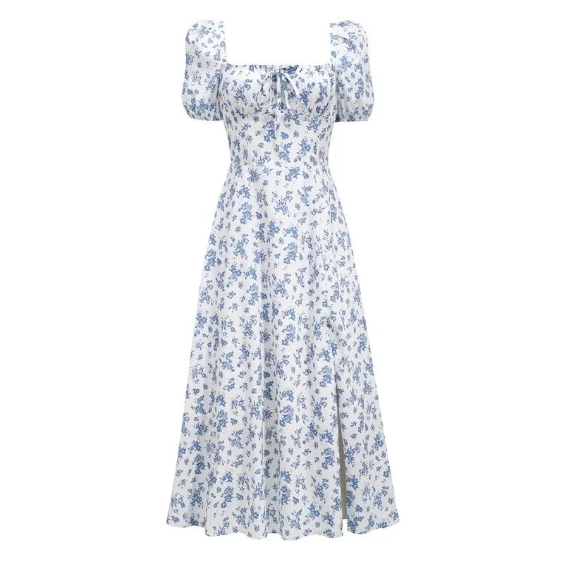 Women Off Shoulder Ruffle Floral Dress With Square Collar