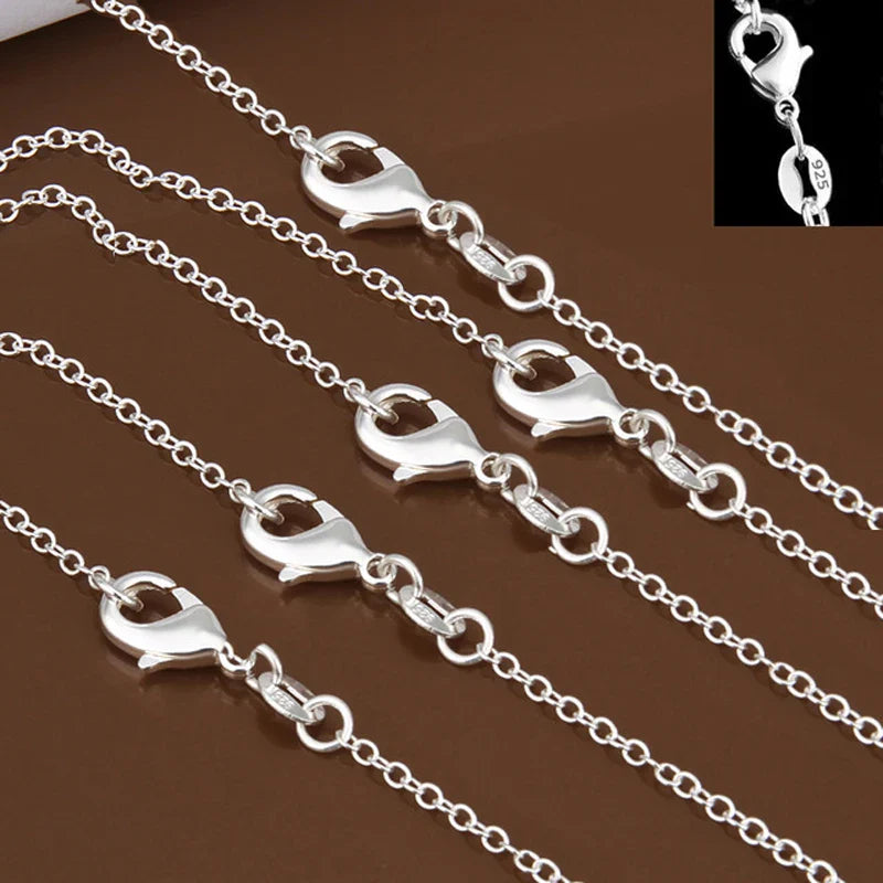 925 Sterling Silver Rolo Chain Necklace for Men and Women Adjustable Length 16 to 24 Inches DIY Jewelry