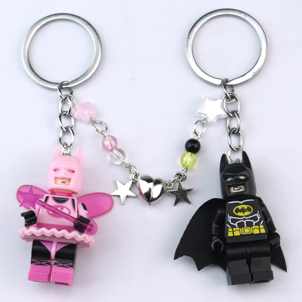 Handmade 3D Bat Couple Keychain Pendant Phone Ring Backpack Accessory Gifts for Him Y2K Jewelry