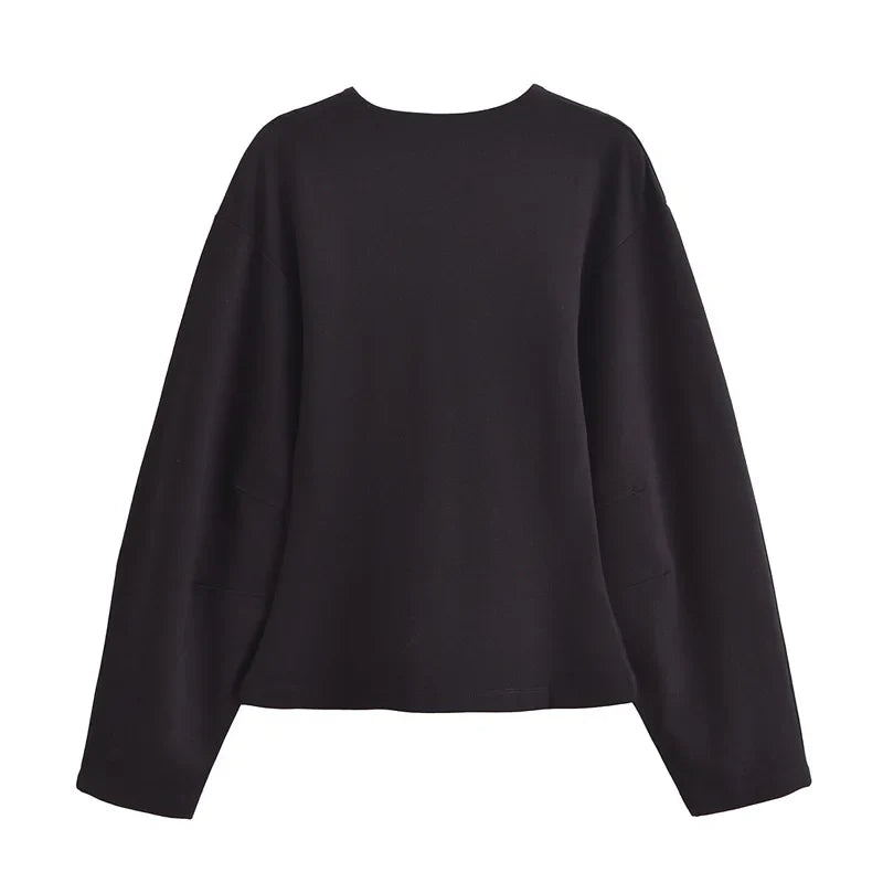 Pleated Long Sleeve Two Piece Pant Set for Women Comfortable Spring Sweatsuit