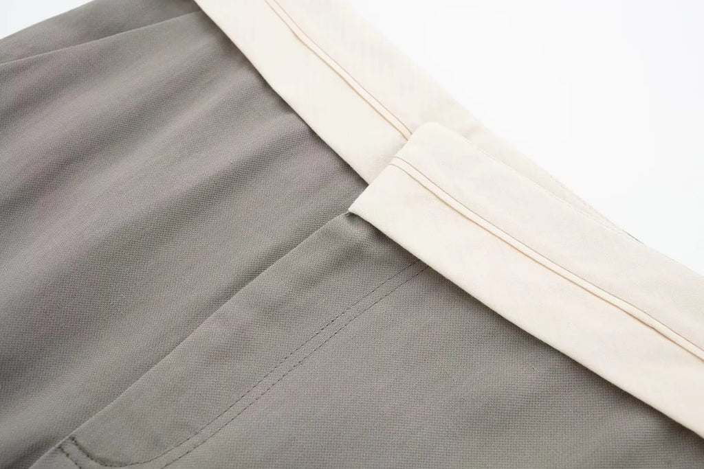 Women's Solid Grey Two Piece Set with Sleeveless Asymmetrical Vest and High Waist Wide Leg Trousers Casual Outfit