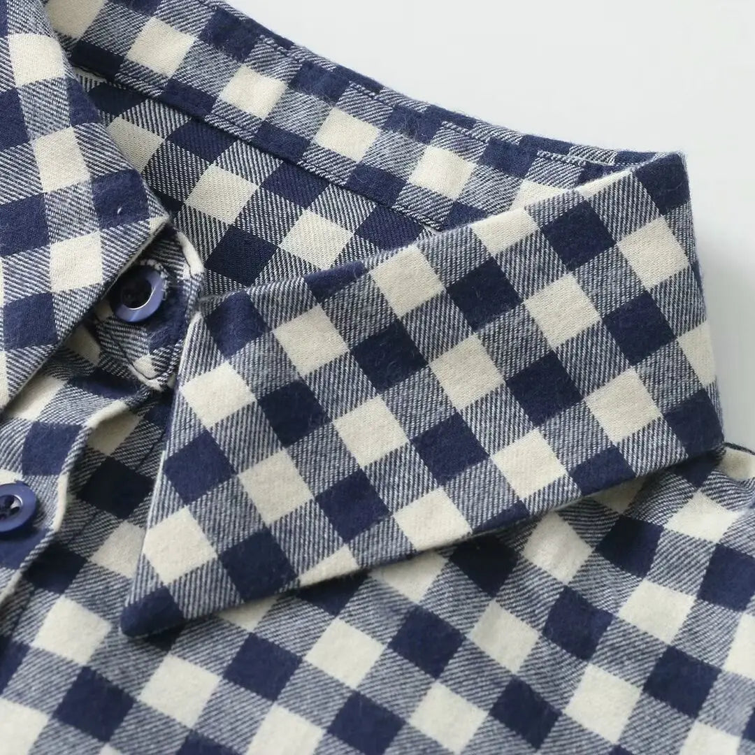 Heavy Embroidered Retro Plaid Shirt with Classic All-Match Design and Vintage Charm