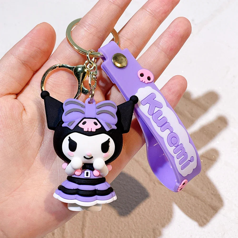 Kawaii Sanrio Kuromi Keychain PVC Doll Cartoon Anime Bag Pendant Car Keyring Accessory