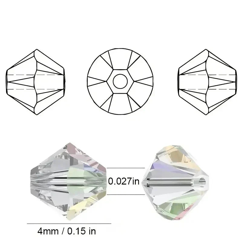 4mm Multicolor Bicone Crystal Beads Set for DIY Bracelet Jewelry Making - 15 Grid Multi-faceted Irregular Glass Bead Kit