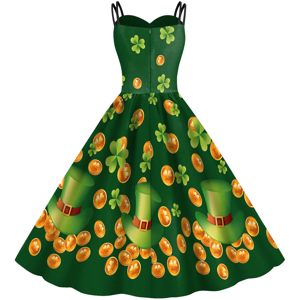 St Patrick's Day Shamrock Tie Dye Wrap Dress For Women