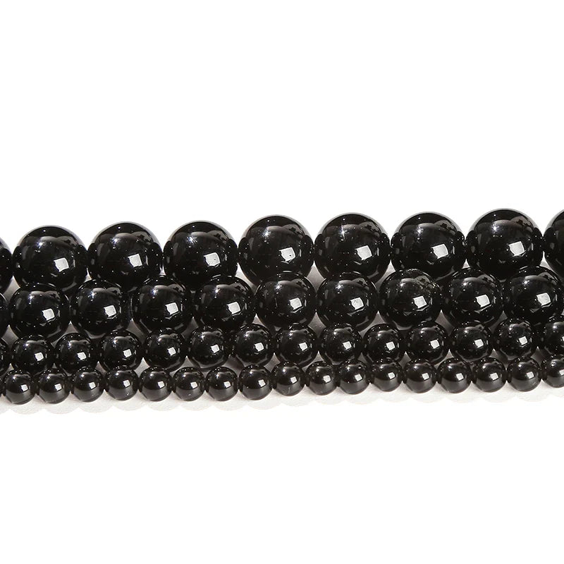 Natural Black Obsidian Beads 4mm 6mm 8mm 10mm Polished Round Loose Spacer Beads for Jewelry Making DIY Necklaces and Bracelets