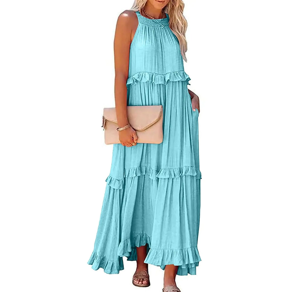 Women Summer Maxi Dress Lightweight Beach Swing Dress