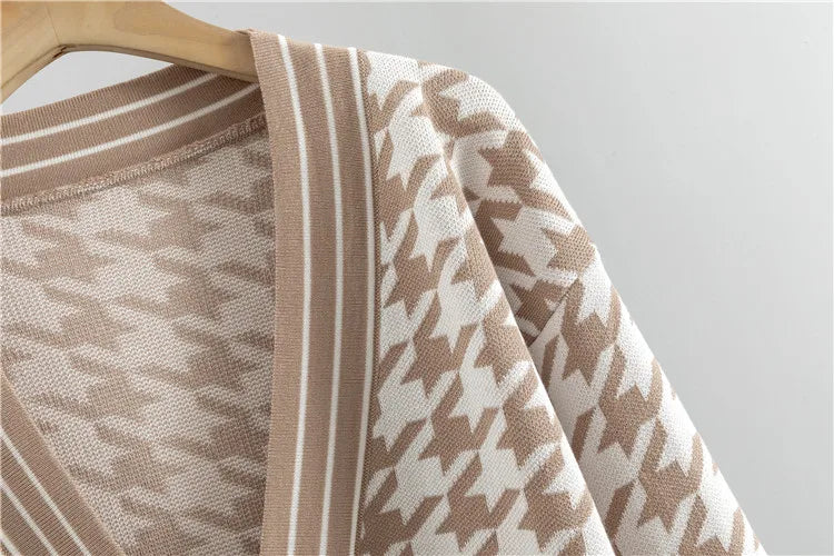 Cozy Winter Two-Piece Knitted Cardigan and Wide Leg Pant Set for Women Loose Fit Sweater Tracksuit