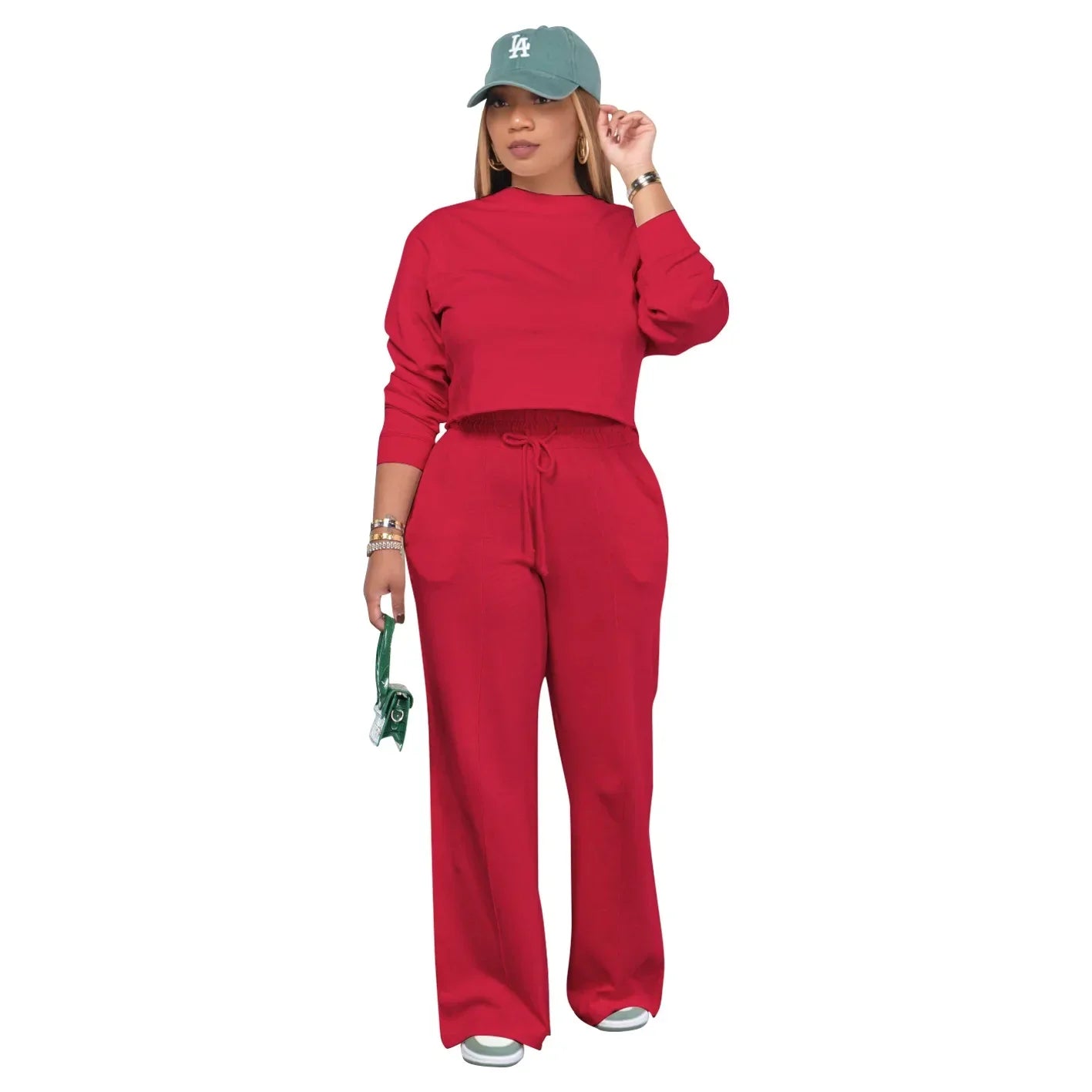 Women Winter Tracksuit Set Pullover Top and Pants 2 Piece Casual Outfit Thicken Warm Solid Color Suit