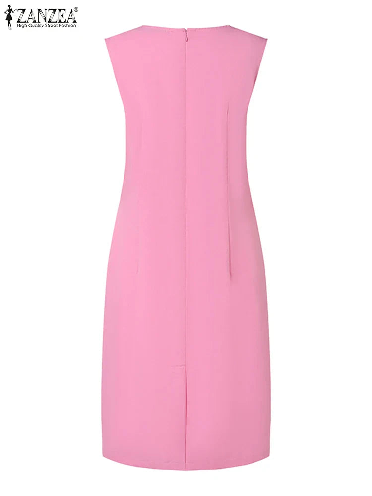 Knee Length Sleeveless Bodycon Sundress For Summer Party