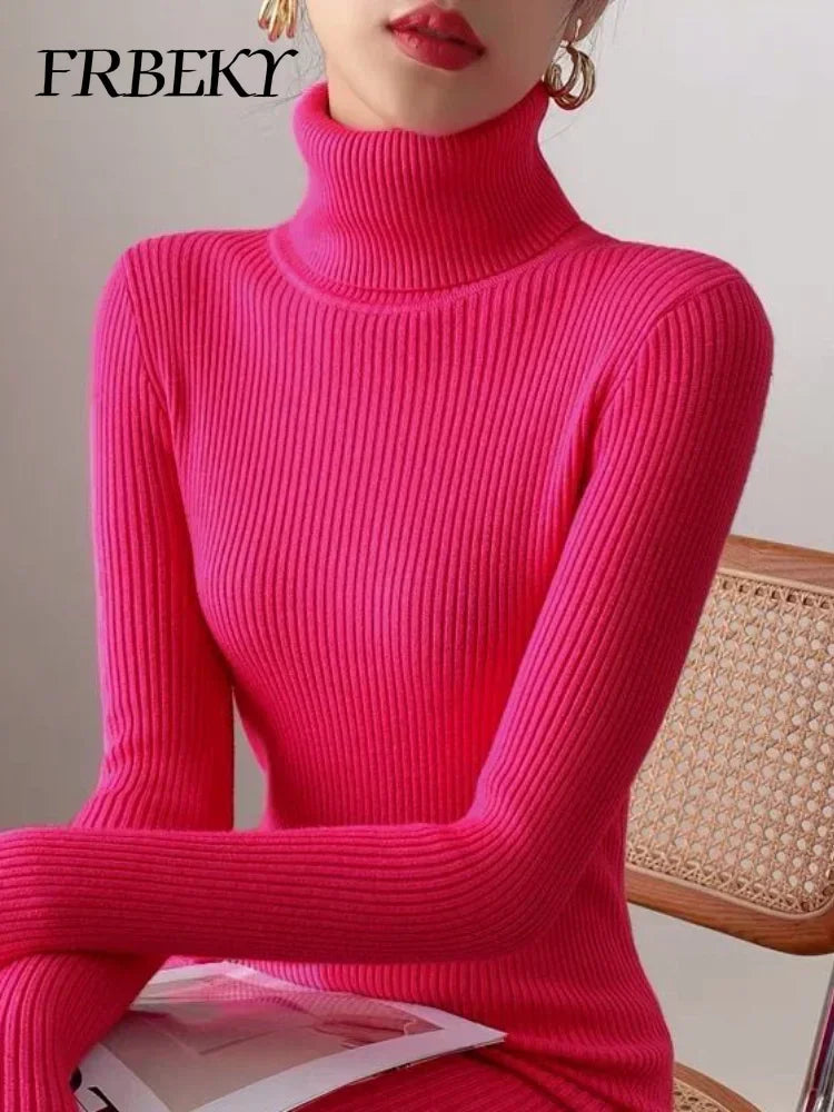 Korean Turtleneck Sweater Dress Bodycon Knit For Office