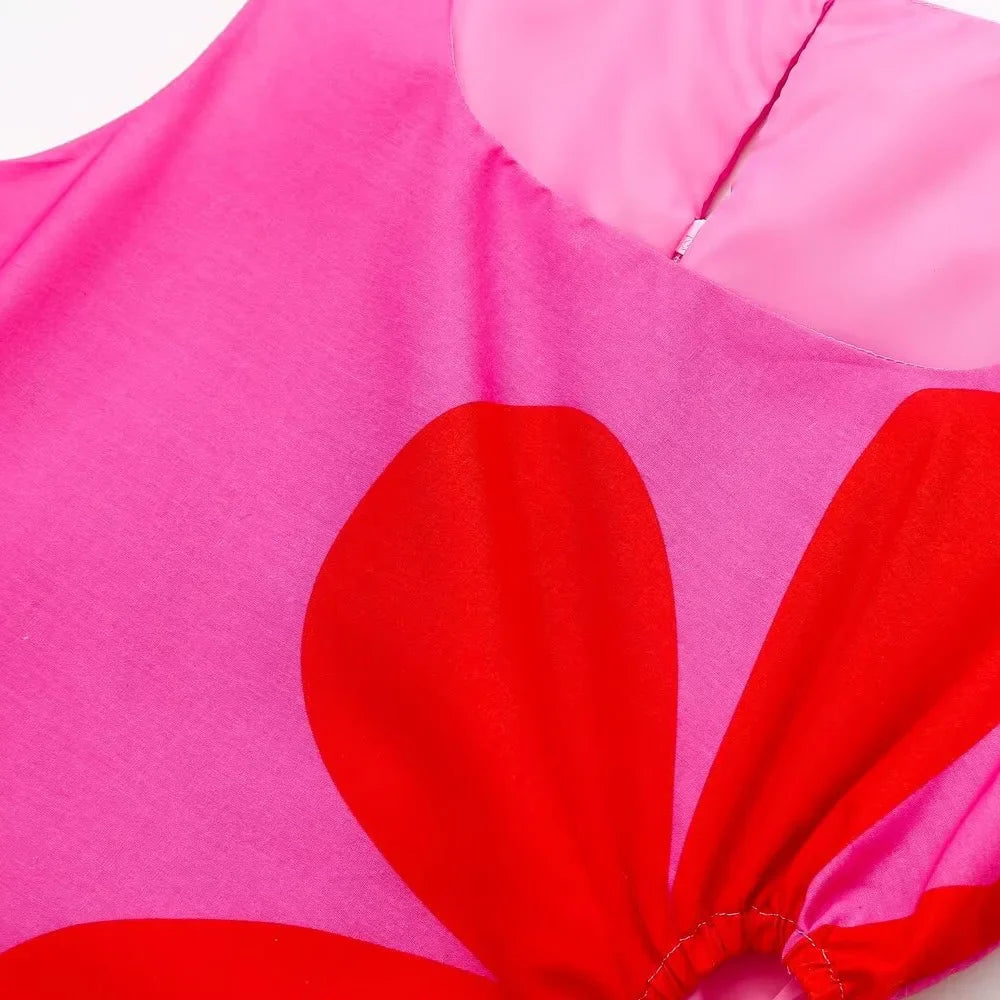 Women's Sleeveless Wrap Dress Printed Slim Fit Casual