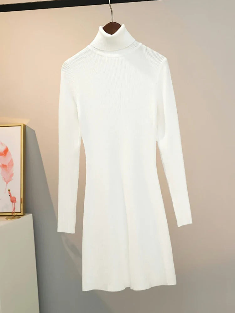 Vintage Knit Dress Women Long Sleeve Bodycon Party Wear