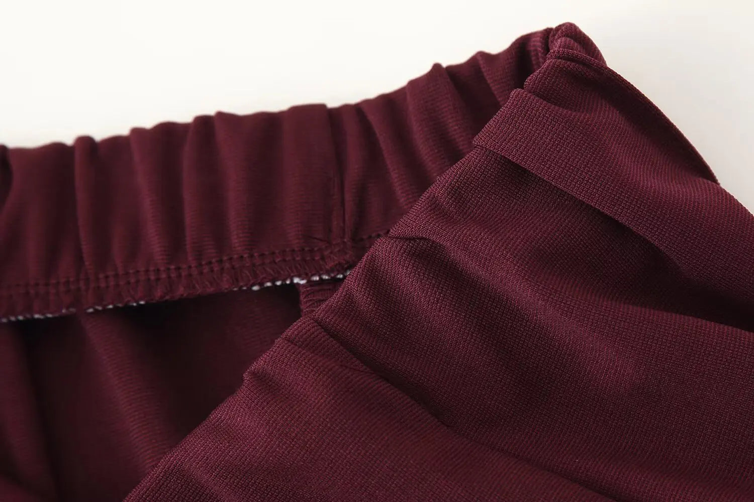 Casual Chic Red Women Elastic Suit with Long Sleeve O Neck Slim Top and High Waist Wide Leg Pants Fashion Set