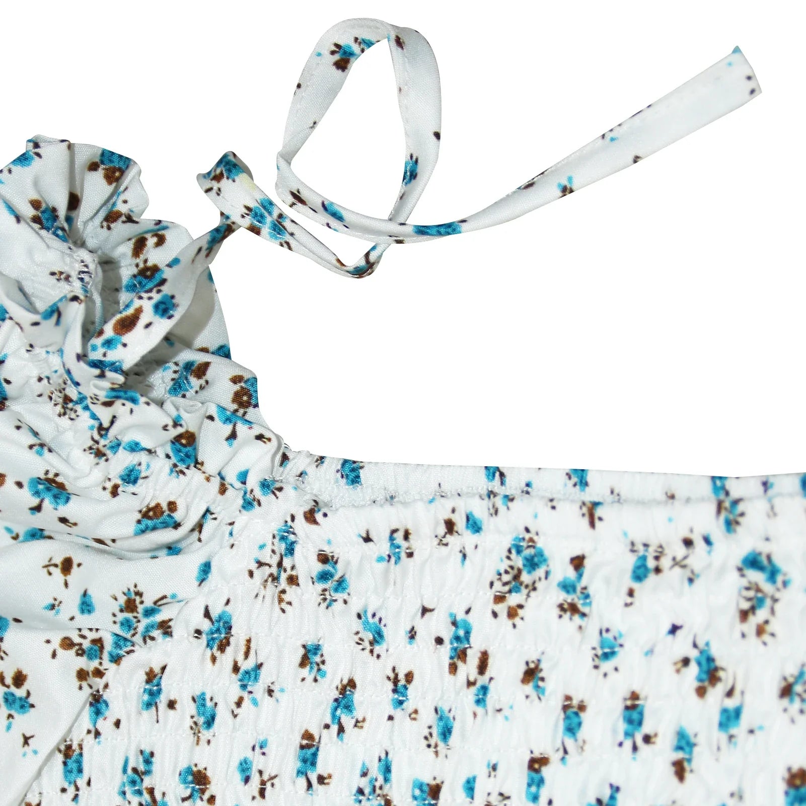 Floral Print Maxi Dress For Women Blue Half Sleeve Summer