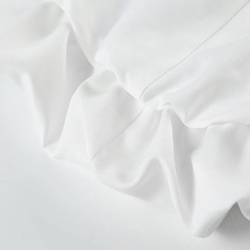 Slim Contrast Color Two-Piece Dress Set for Women Bandage Slash Neck Halter Top with Low-Waisted A-Line Skirt Elegant Sweet Casual Outfit