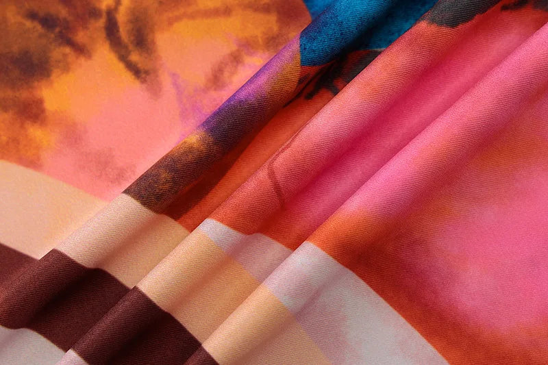 Tie Dye Ribbed Midi Dress For Women Bodycon Side Slit