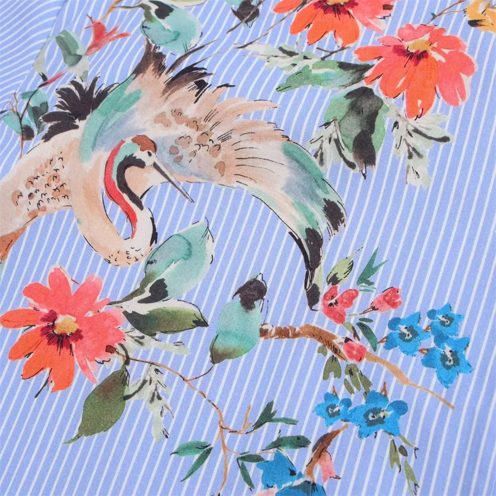 Women's Casual Long Sleeve Collared Shirt Loose Fit Animal Print and Striped Pattern Top