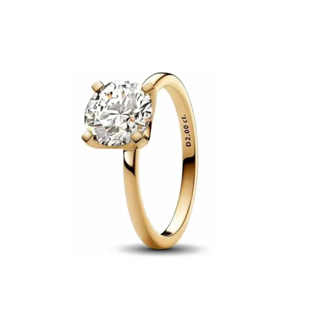 Classic Square Heart Shaped 925 Sterling Silver Ring in Exquisite Gold Color for Jewelry Gift