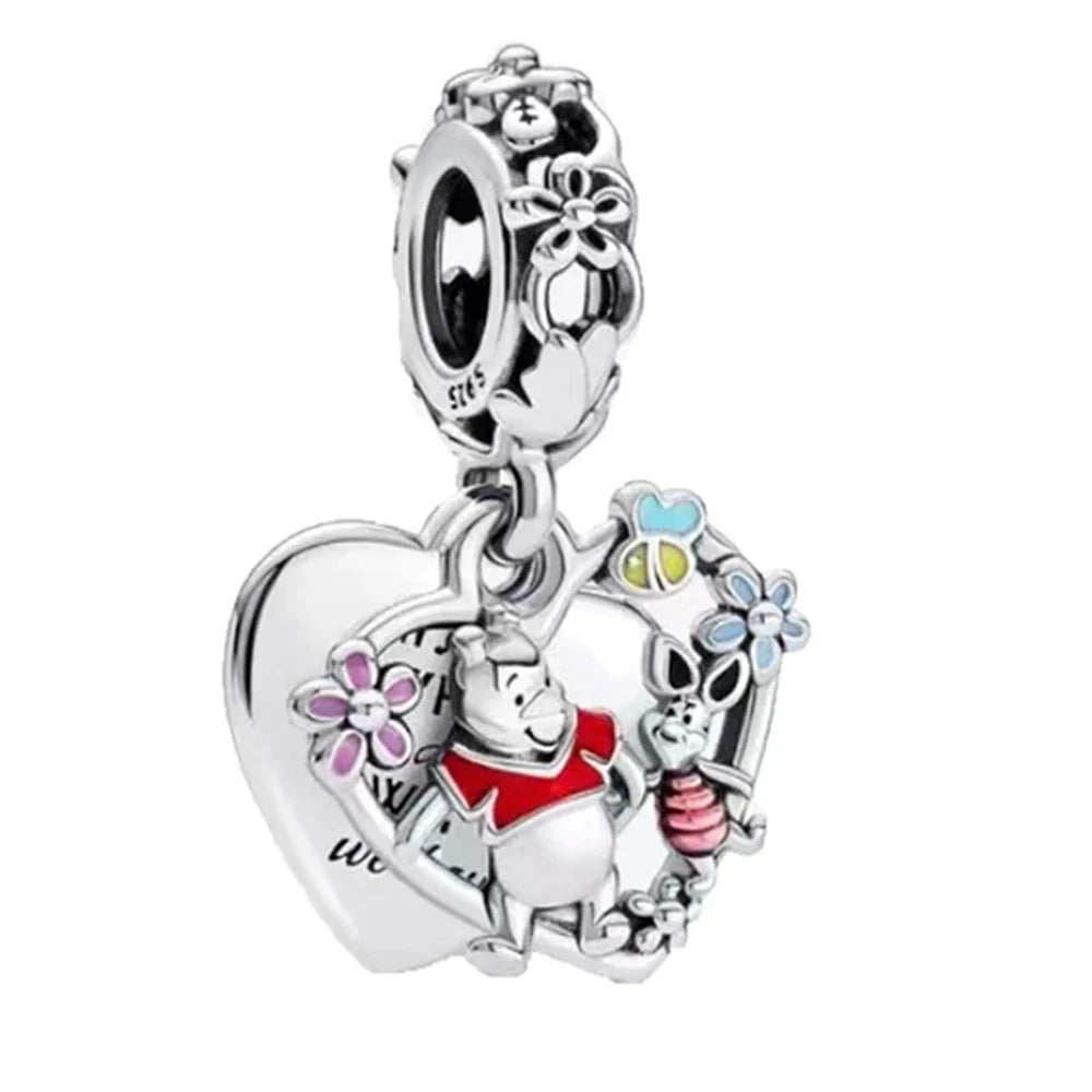 Mickey Mouse Minnie Mouse Sterling Silver Charm Beads for Bracelets