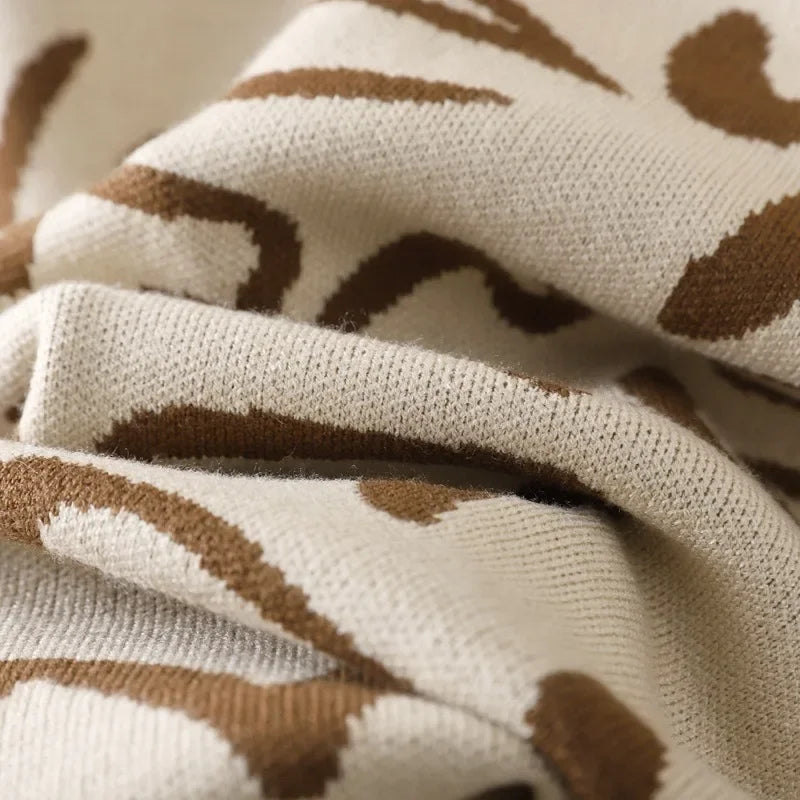 Vintage Knit Sweater Dress With Graffiti Letter Print